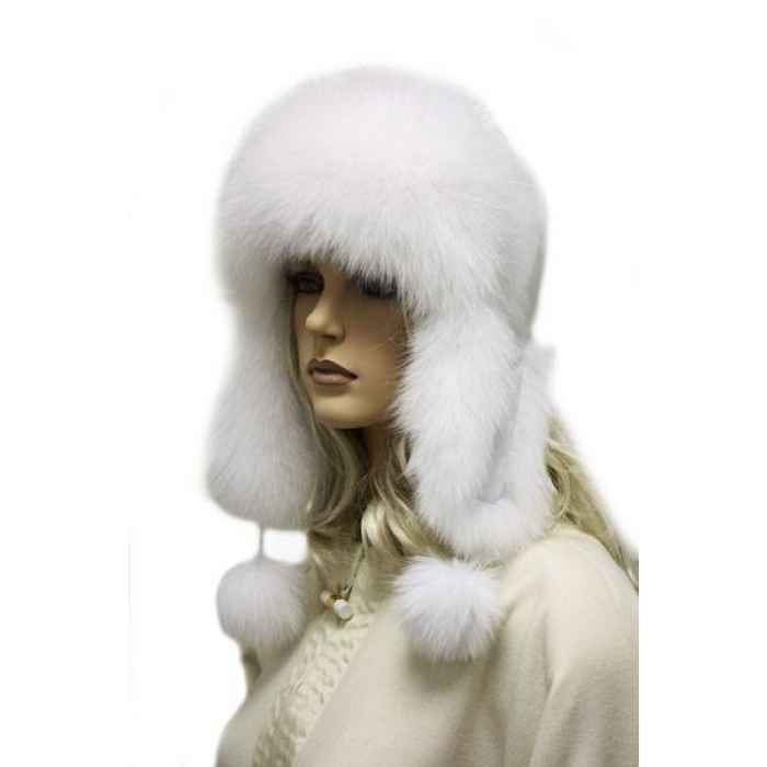 Меховая женская шапка с белым мехом купить в Москве недорого