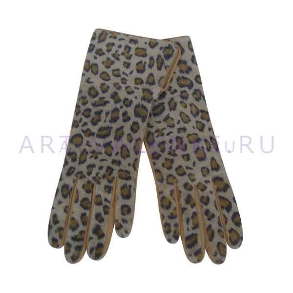 Перчатки кожаные жен. леопардовые арт.3320
