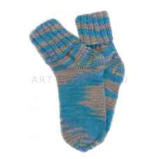 Шерстяные носки ручной вязки из меланжевой пряжи арт.303