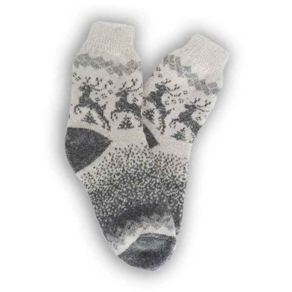 Шерстяные носки "Снегири" Шерсть 100% (Россия) арт.2114