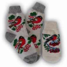 Женские шерстяные носки и варежки из овечьей шерсти ,комплект,  арт.2115