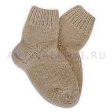 Шерстяные носки ручной вязки бежевого цвета, шерсть 100%, арт.3498